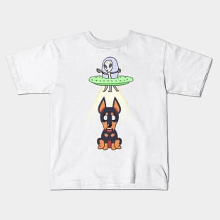 Funny german shepherd is being abducted by aliens Kids T-Shirt